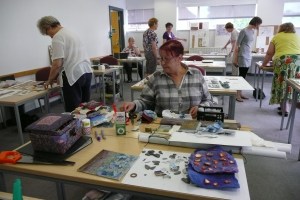 Avis Moore in studio working